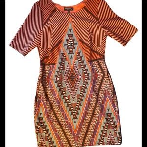 Signature Size M - Short Sleeve Geometric Knee Length Dress NWOT